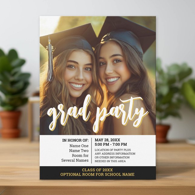 Grupp Studenten Firande - Party Inbjudningar (Group Graduation Party Invitation)