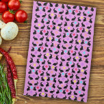 Grupp Vår Black Sitta Rabbits Flowers Rosa Kökshandduk<br><div class="desc">Den här kökshandduken är rosa med en grupp av sitta-vårkaniner som bär färgstarka blommor runt nacke med en skarpsill av olika färgad blommor.</div>