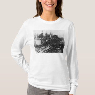 Gruppen av Lumberjacks på stort loggar T-shirt