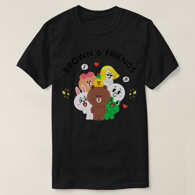 Gruppen Linjevänner Brown och Vänner T Shirt (Design framsida)