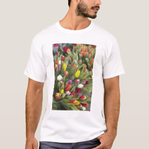 Grupper av färgrika tulpan tee shirt