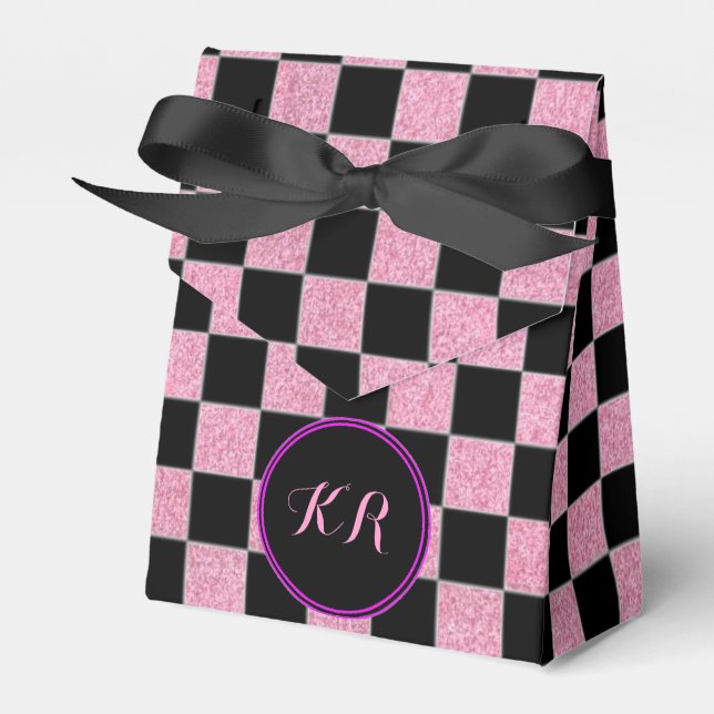 Grupperade Rosa och svart fyrkanter Presentaskar (Framsidan Sidan)