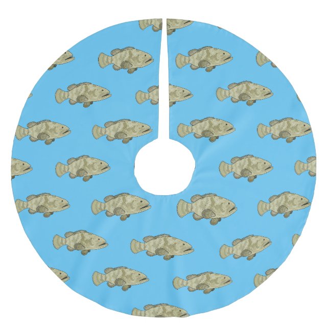 Gruppfisk serieillustration julgransmatta borstad polyester (Framsidan)
