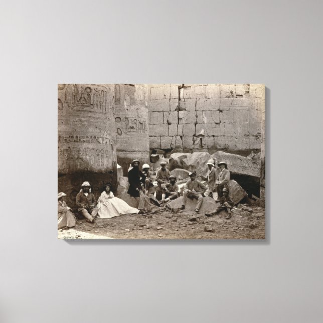 Gruppfotografi i Hall of Columns, Karnak, T Canvastryck (Framsida)