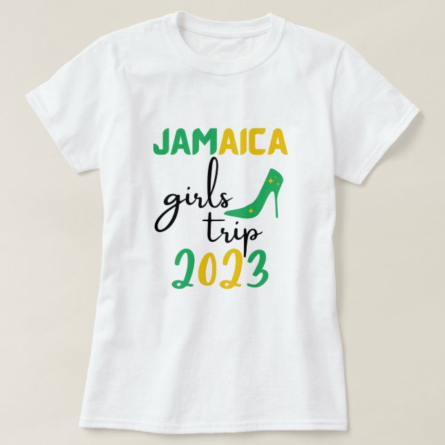Gruppmatchning för Jamaica Girls Resa 2023, grönt T Shirt (Design framsida)