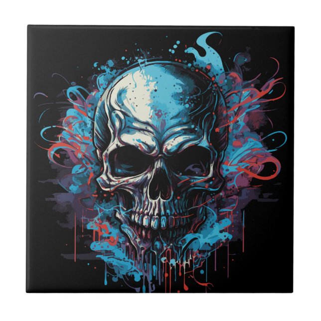 Gruseliger Totenkopf Kakelplatta (Framsidan)