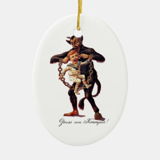 Gruss vom (hälsningar från) Krampus Julgransprydnad Keramik
