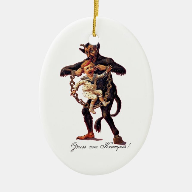 Gruss vom (hälsningar från) Krampus Julgransprydnad Keramik (Framsidan)