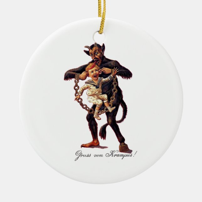 Gruss vom (hälsningar från) Krampus Julgransprydnad Keramik (Framsidan)