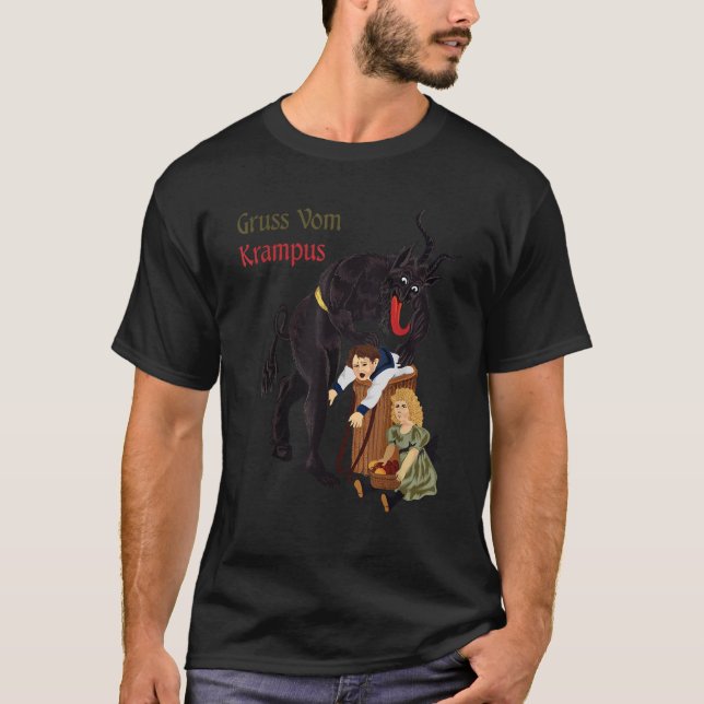 Gruss Vom Krampus Germanic jul Demon T Shirt (Framsida)