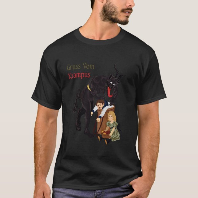 Gruss Vom Krampus Germanic jul Demon T Shirt (Framsida)
