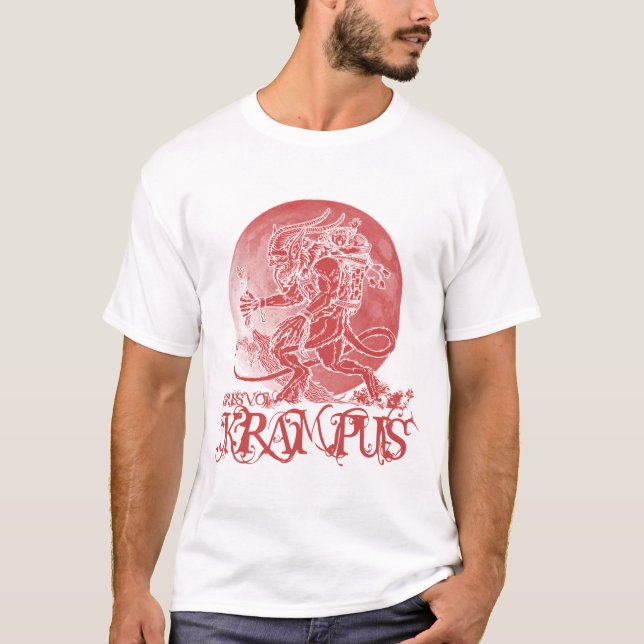 Gruss vom krampus god jul t demon julafton t shirt (Framsida)