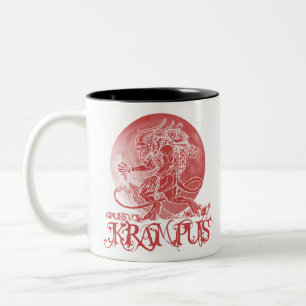 Gruss vom krampus god jul t demon julafton Två-Tonad mugg