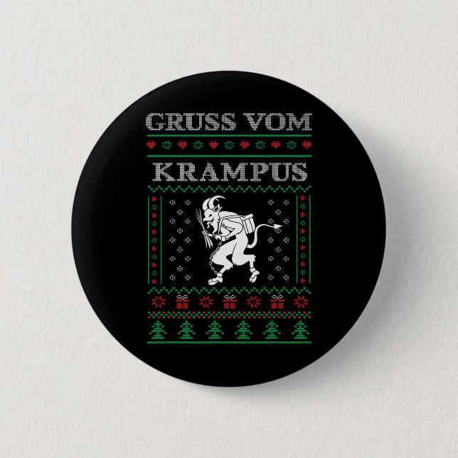 Gruss Vom Krampus Goth Ugly Julsötare Kram Knapp (Framsida)