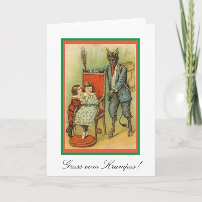 Gruss vom Krampus! Traditionell europeisk jul Kort (Framsida)