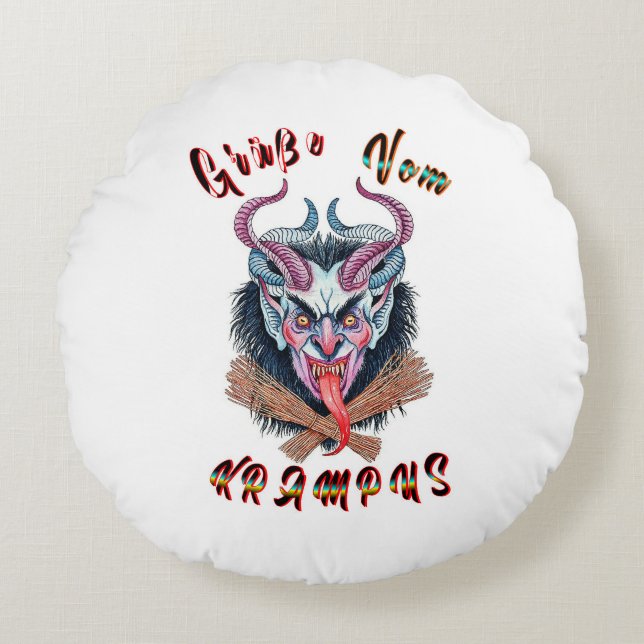 Grüße Vom Krampus Yule Djävulen December Krampunac Rund Kudde (Framsidan)