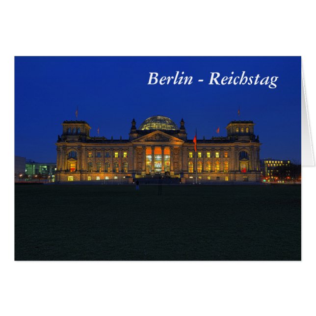 Grußkarte Berlin - Reichstag am Abend Hälsningskort (Framsidan Horizontal)