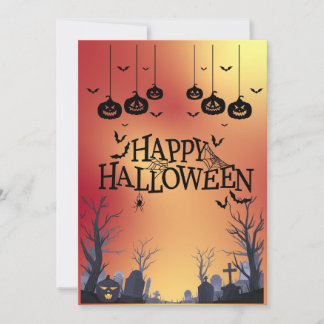 Grußkarte Happy Halloween Orange Inbjudningar