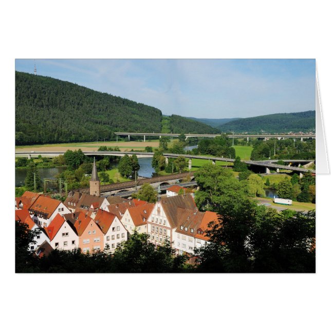 Grußkarte mit Gemünden a. Huvud Hälsningskort (Framsidan Horizontal)