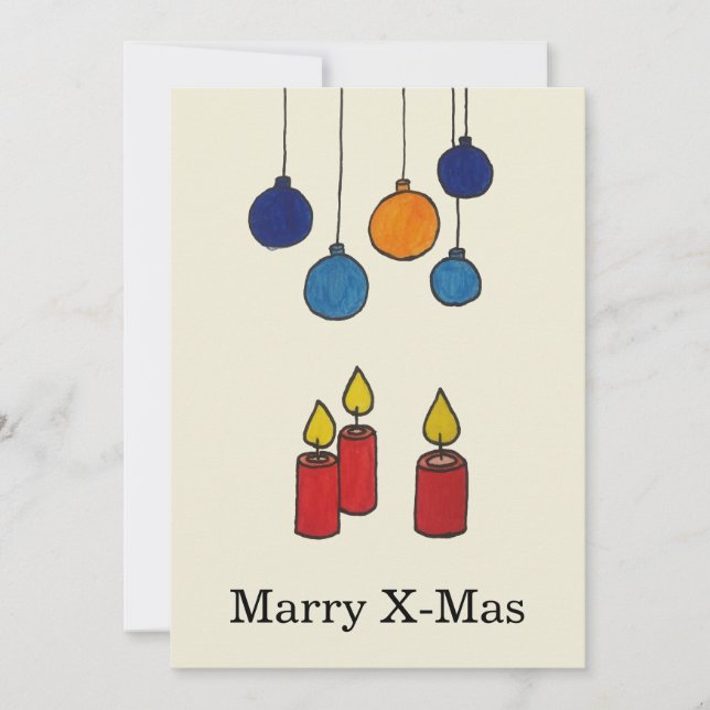 Grußkarte Weihnachten Kerzen und Weihnachtskugeln Julkort (Framsida)