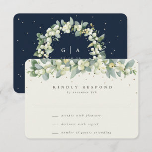 Gruva/Cream Snowberry+Eucalyptus Garland Bröllop OSA Kort