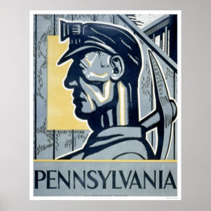 Gruvarbetare i Pennsylvania 1937 WPA Poster