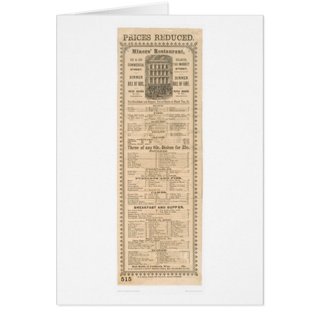 Gruvarbetare restaurangmeny (1083A) Hälsningskort (Framsidan)