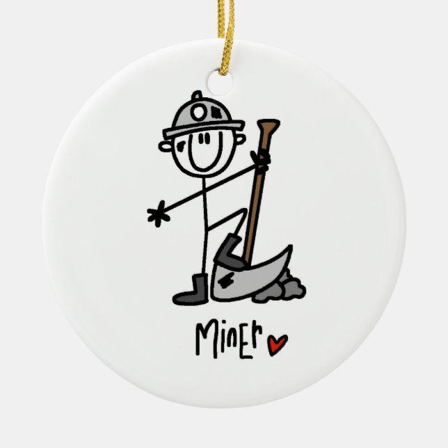 Gruvarbetarestick figur julgransprydnad keramik (Framsidan)