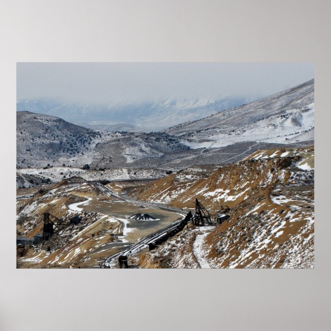 Gruvdrift och berg, Guld Backe, Nevada Poster (Framsidan)