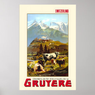 Gruyere Fribourg Schweiz Schweiz Alperna Alperna Poster