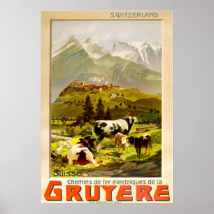 Gruyère, Suisse Schweiz Vintage resor Poster