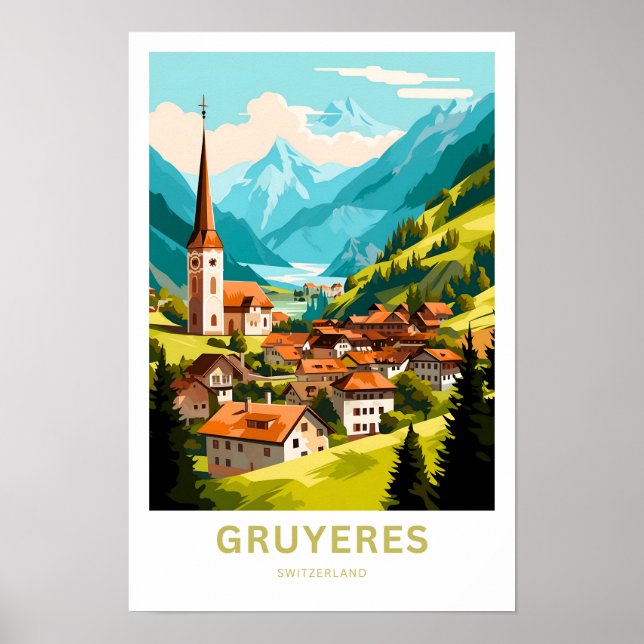 Gruyeres Schweiz Travel Skriv ut Poster (Framsidan)