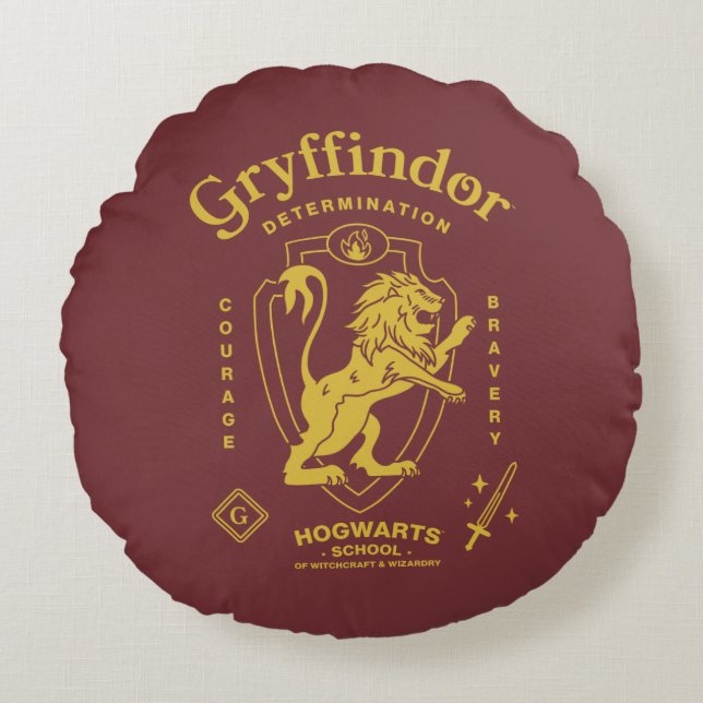 GRYFFINDOR™ Determination Courage Bravery Crest Rund Kudde (Framsidan)