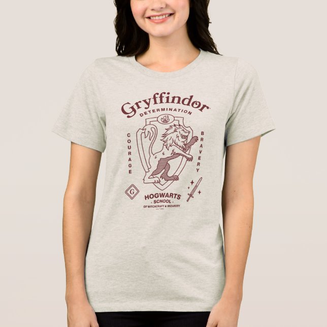 GRYFFINDOR™ Determination Courage Bravery Crest T Shirt (Framsida)