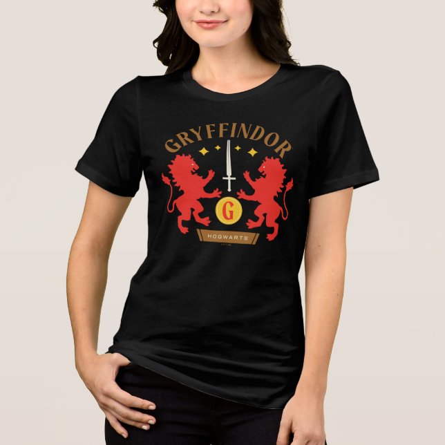 GRYFFINDOR™ House Dubbel Lejon Svärd Grafik T Shirt (Framsida)
