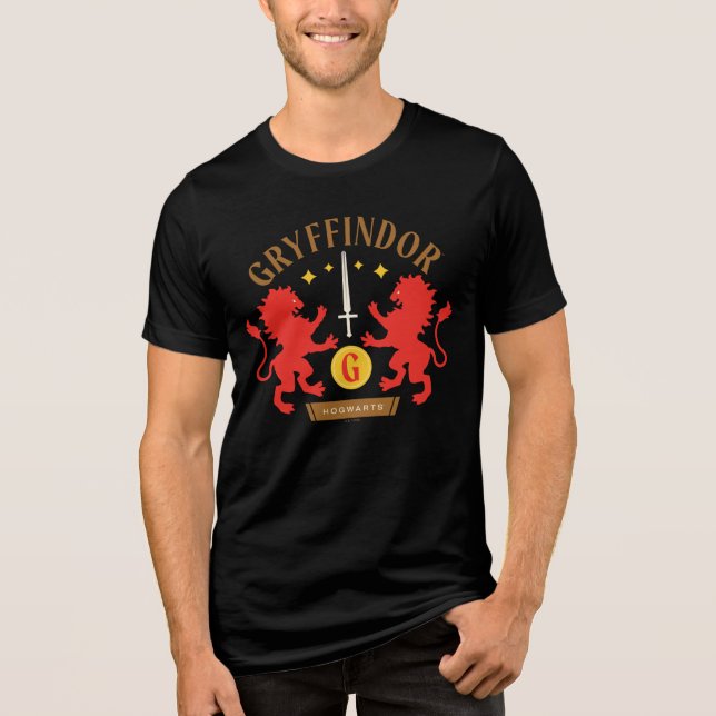 GRYFFINDOR™ House Dubbel Lejon Svärd Grafik T Shirt (Framsida)