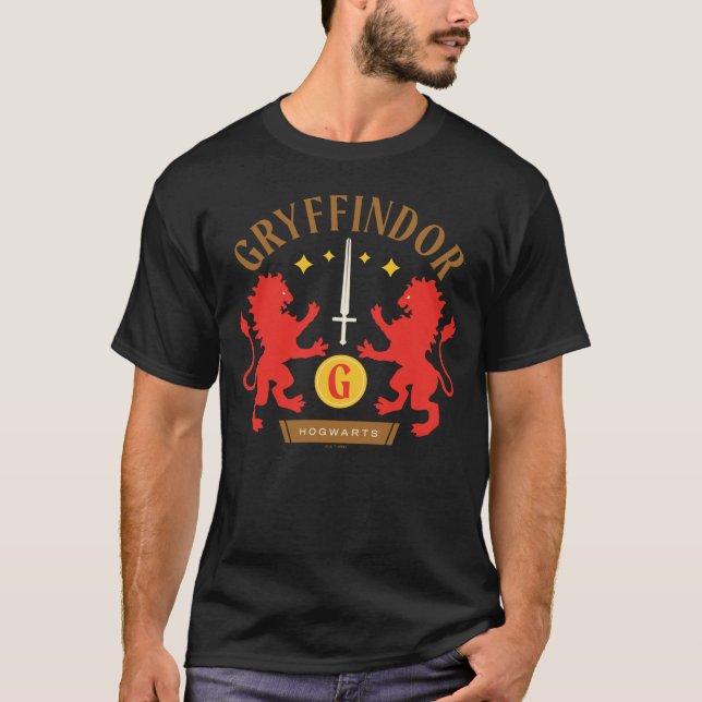 GRYFFINDOR™ House Dubbel Lejon Svärd Grafik T Shirt (Framsida)