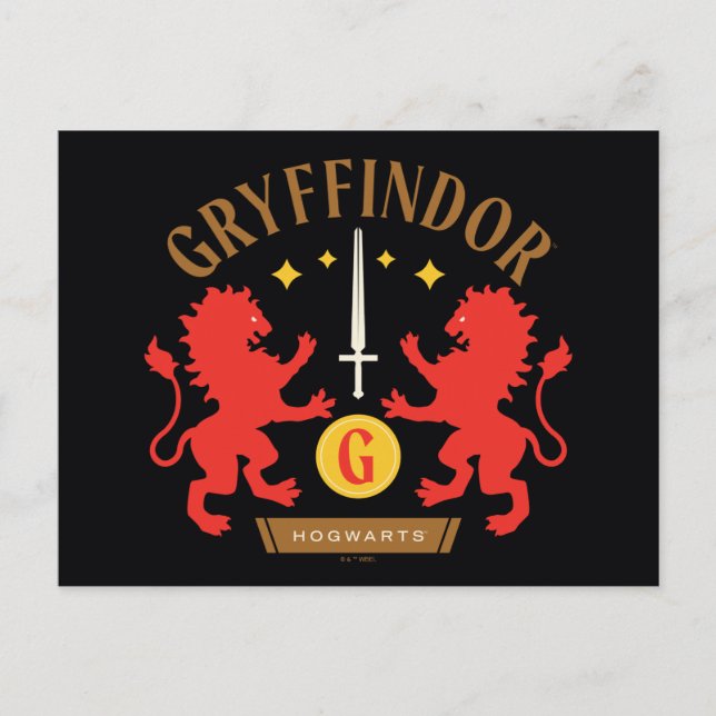 GRYFFINDOR™ Hus Dubbel Lejon Svärd Grafik Vykort (Framsida)