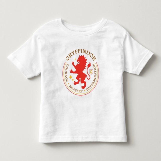 GRYFFINDOR™ Röd Lejon Hus Stolt Badge T Shirt (Framsida)