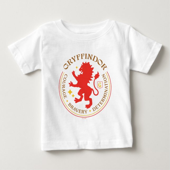 GRYFFINDOR™ Röd Lejon Hus Stolt Badge T Shirt (Framsida)