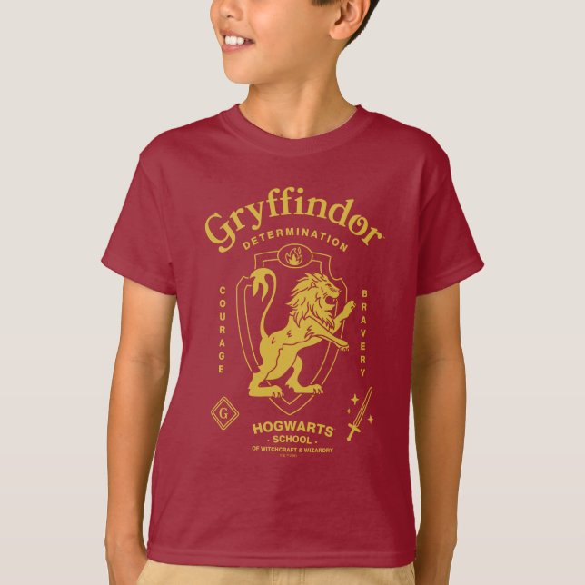 GRYFFINDOR™ Utslutelse Mod Modighet Vapenmärke T Shirt (Framsida)