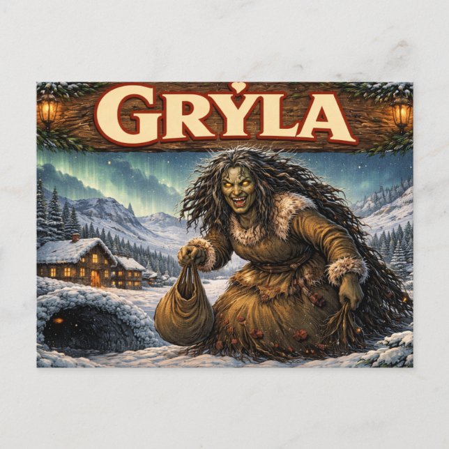 Gryla Icelandic yule lad postcard Vykort (Framsida)