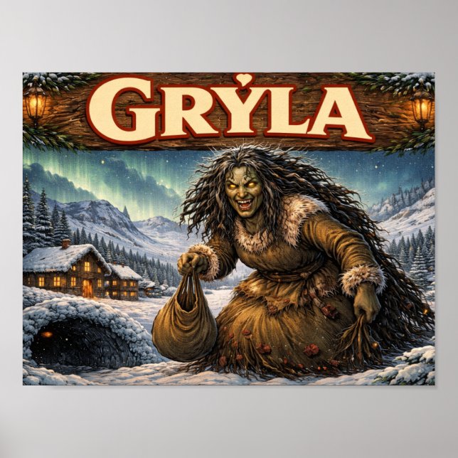 Gryla isländsk julpojkeaffisch poster (Framsidan)