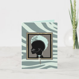 Grym, mynta gröntar och svart zebra tryck helgkort