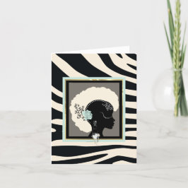 Grym, mynta gröntar och svart zebra tryck helgkort