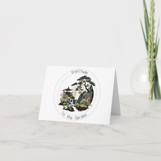 Grymhet i trädgården - en japansk trädgårdsdesign kort (Framsida)