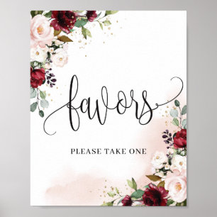 Grymma burgundisk blommigt för  rosa - favoritteck poster