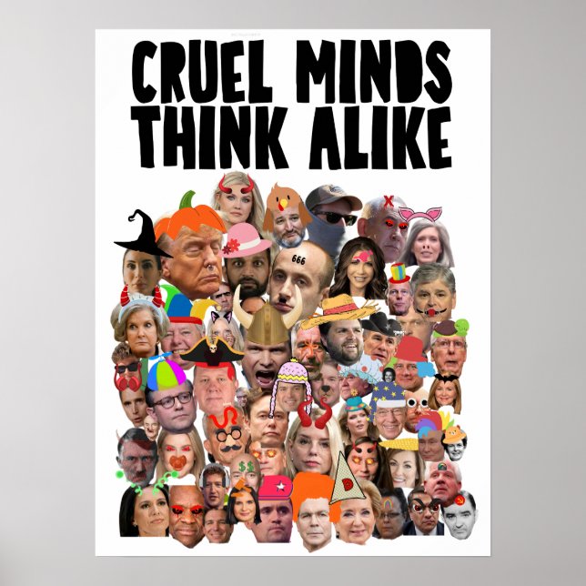 "GRYMMA SINNEN TÄNKER LIKADANT" PROTESTPLAKAT POSTER (Framsidan)