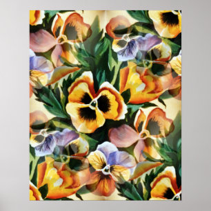 Grymma Snyggt Vintage Mönster Pansies Poster