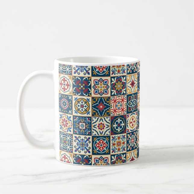 Grymma, sömlös, färglös marockansk mönster, kaffemugg (Vänster)